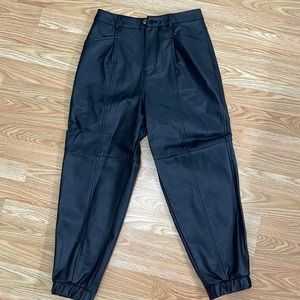 ZARA FAUX LEATHER PANTS FITTED JOGGERS